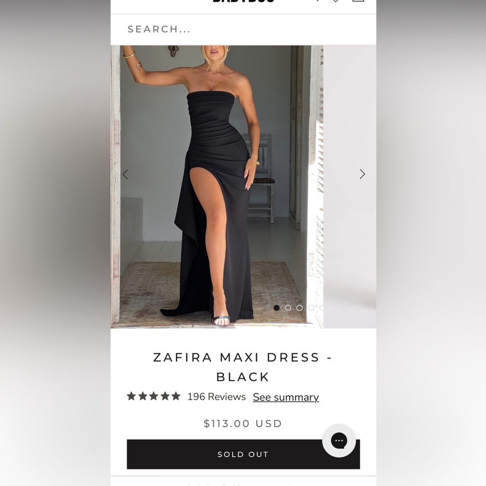 The perfect black cocktail dress. Sold out online